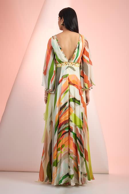Mandira Wirk Resort Printed Chiffon Dress 