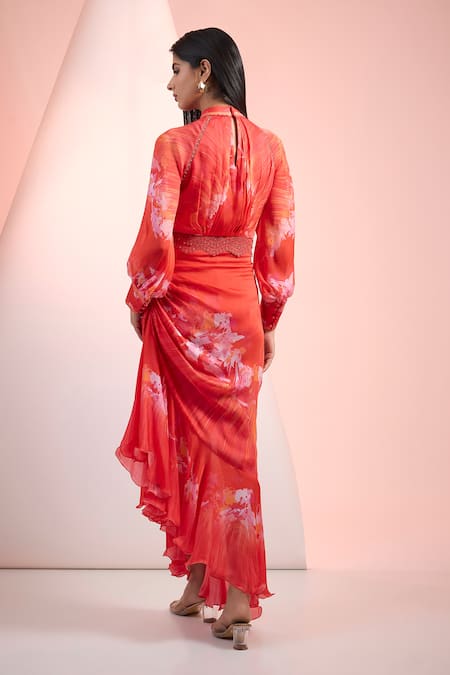 Mandira Wirk Resort Floral Printed Crepe Dress 