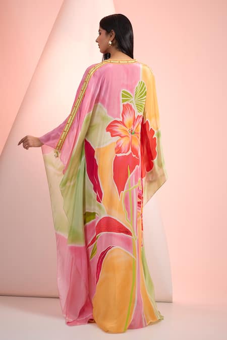 Mandira Wirk Resort Multi Printed Designer Kaftan 