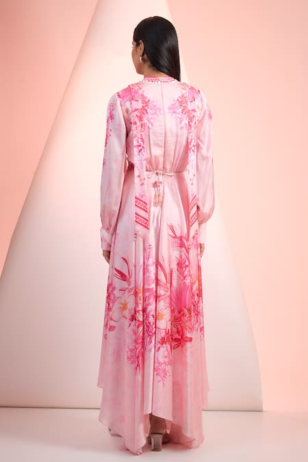 Mandira Wirk Resort Pink Printed Designer Dress 