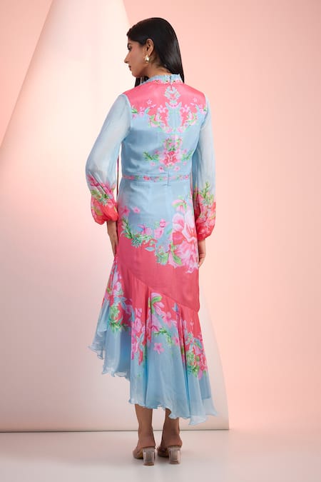 Mandira Wirk Resort Floral Printed Chiffon Dress 