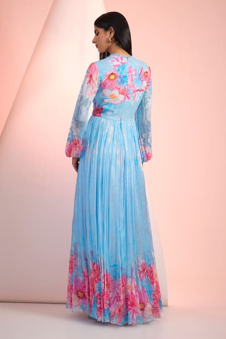 Mandira Wirk Resort Floral Printed Chiffon Dress 