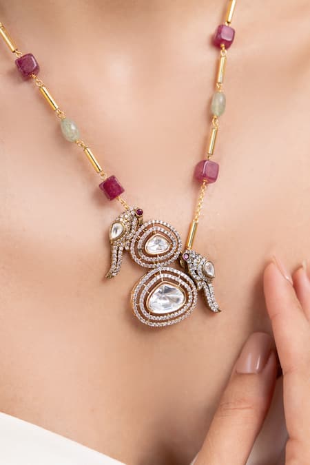 Shop Joules By Radhika Multi Color Divanshi Multicolor Designer Necklace at Aza Fashions Shop_Joules By Radhika_Multi Color Divanshi Multicolor Designer Necklace _at_Aza_Fashions