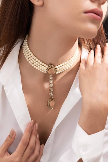 Joules by Radhika Designer Pearl Choker Necklace 