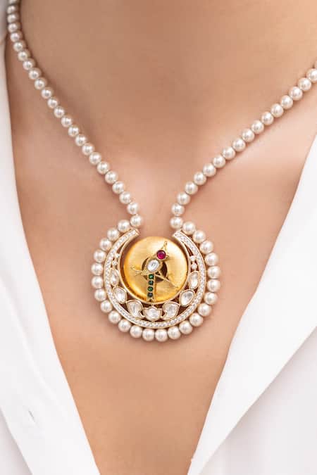 Joules By Radhika Chaitri Gold Finish Pearl Necklace 