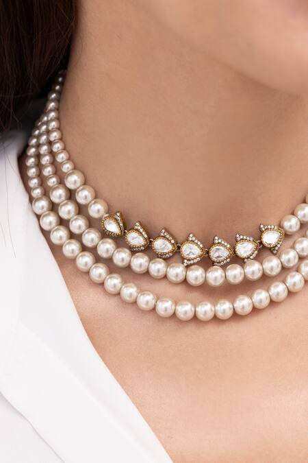 Joules By Radhika White Pearl Choker Necklace Online at Aza Fashions Joules By Radhika_White Pearl Choker Necklace_Online_at_Aza_Fashions