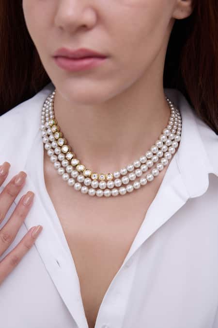 Joules By Radhika White Karvi Choker  
