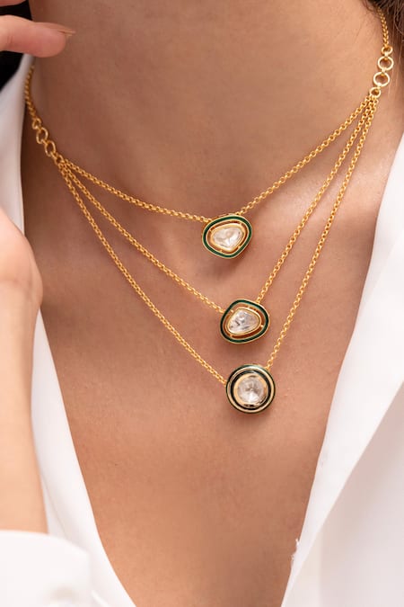 Shop Joules By Radhika Gold Plated Tanira Finish Necklace at Aza Fashions Shop_Joules By Radhika_Gold Plated Tanira Finish Necklace_at_Aza_Fashions