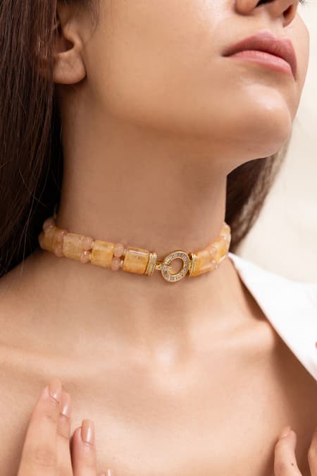 Joules By Radhika Yellow Sanika Embellished Choker  