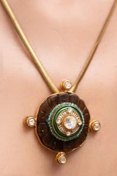 Shop Joules By Radhika Brown Aneka Designer Necklace at Aza Fashions Shop_Joules By Radhika_Brown Aneka Designer Necklace _at_Aza_Fashions