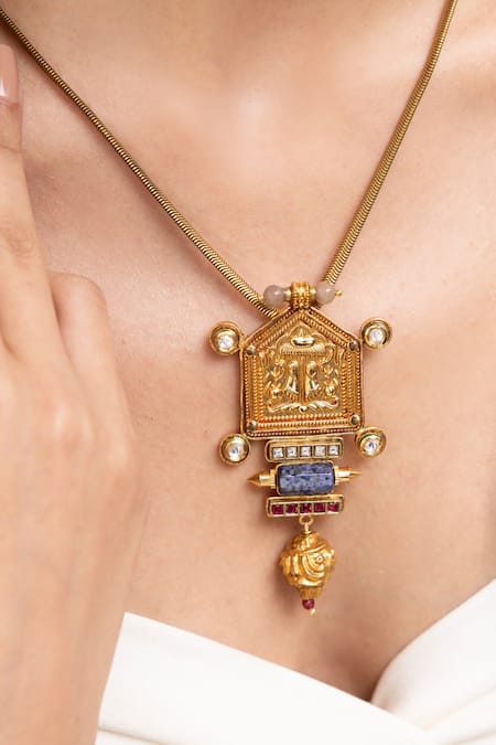 Shop Joules By Radhika Gold Plated Aurelia Finish Designer Necklace at Aza Fashions Shop_Joules By Radhika_Gold Plated Aurelia Finish Designer Necklace _at_Aza_Fashions