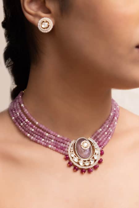 Joules By Radhika Pink Lakshi Designer Necklace Set