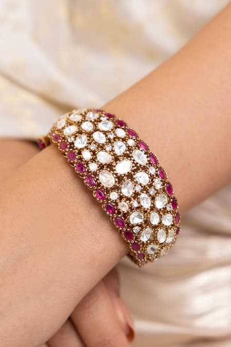 Shop Joules By Radhika Gold Plated Imitation Gemstones Designer Finish Bracelet at Aza Fashions Shop_Joules By Radhika_Gold Plated Imitation Gemstones Designer Finish Bracelet _at_Aza_Fashions