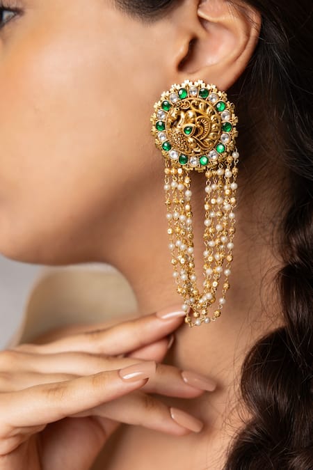 Joules By Radhika Gold Plated Gemstones, Pearls Nayeli Finish Earrings 