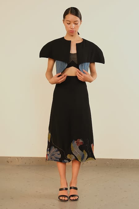 Somya Goyal Sculpted Black Skirt 