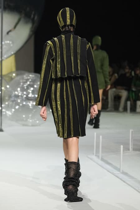 Somya Goyal Black Striped Viscose Skirt 