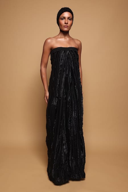 Buy_Somya Goyal_Black Polyester Hand Woven Noir Jumpsuit _Online_at_Aza_Fashions