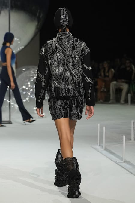 Somya Goyal Hand Wave Black Jacket 