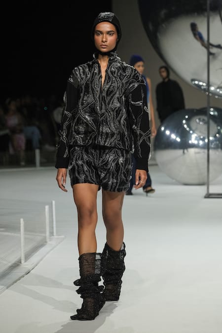 Somya Goyal Hand Wave Black Shorts 