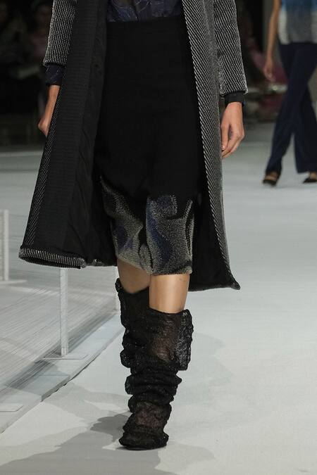 Buy_Somya Goyal_Black Viscose, Polyester, Spandex Flame Skirt _Online_at_Aza_Fashions