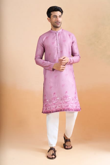 Arihant Rai Sinha Onion Pink Digital Print Kurta Set 