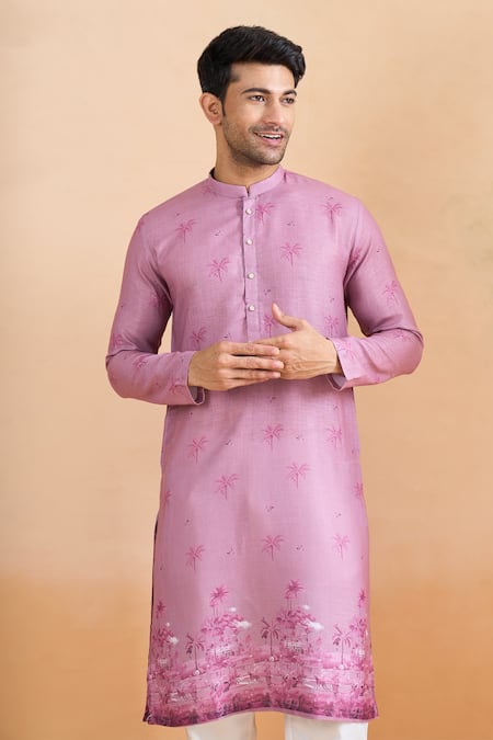 Arihant Rai Sinha Pink Cotton Onion Digital Print Kurta Set at Aza Fashions Arihant Rai Sinha_Pink Cotton Onion Digital Print Kurta Set _at_Aza_Fashions
