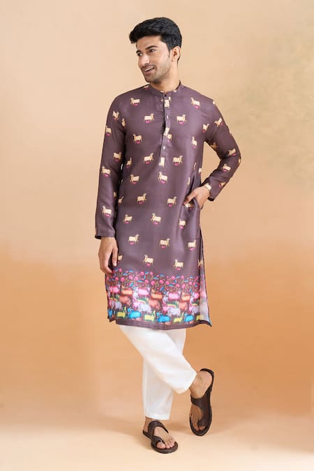 Shop Arihant Rai Sinha Purple Cotton Digital Print Kurta Set Online at Aza Fashions Shop_Arihant Rai Sinha_Purple Cotton Digital Print Kurta Set _Online_at_Aza_Fashions