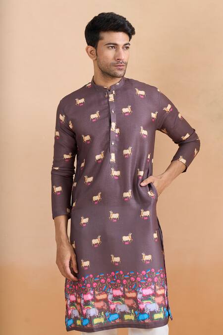 Arihant Rai Sinha Purple Cotton Digital Print Kurta Set at Aza Fashions Arihant Rai Sinha_Purple Cotton Digital Print Kurta Set _at_Aza_Fashions