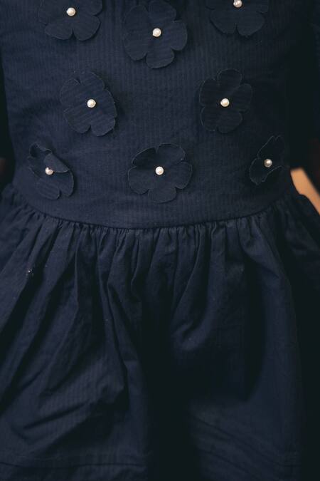 Petite Pomme Black Cotton Applique, Pearls Bow Frock For Girls Online at Aza Fashions Petite Pomme_Black Cotton Applique, Pearls Bow Frock For Girls _Online_at_Aza_Fashions