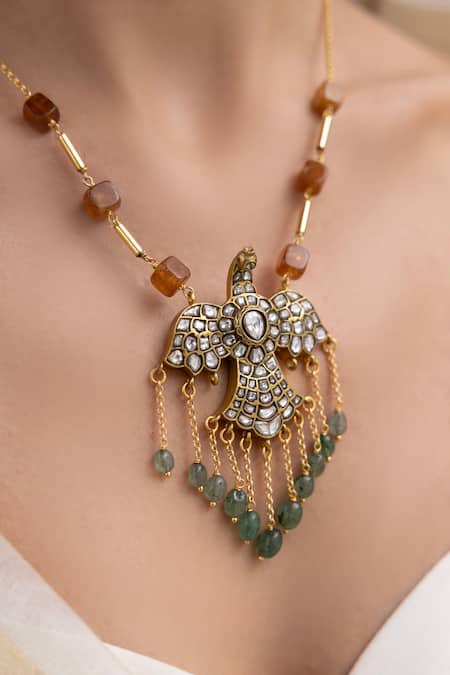 Shop Joules By Radhika Beige Zulekha Designer Necklace at Aza Fashions Shop_Joules By Radhika_Beige Zulekha Designer Necklace _at_Aza_Fashions