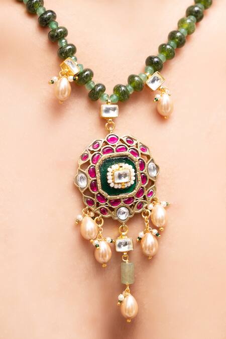 Shop Joules by Radhika Green Kalira Necklace at Aza Fashions Shop_Joules by Radhika_Green Kalira Necklace _at_Aza_Fashions