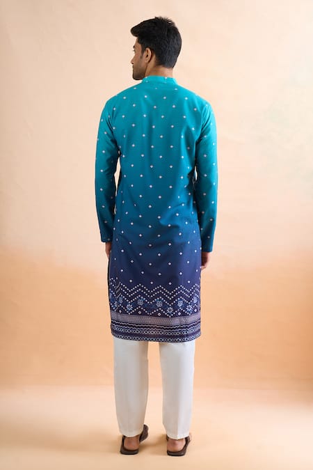 Arihant Rai Sinha Turquoise Blue Digital Print Kurta Set 