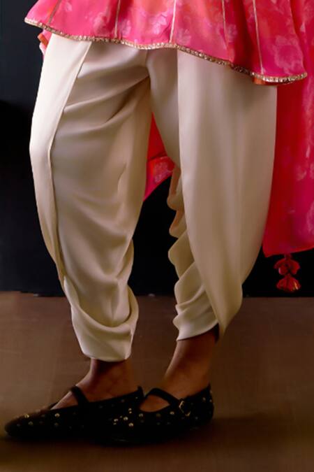 Shop_Deep Thee_Fuchsia Crepe, Silk, Organza Zari Round Neck Pink Floral Anarkali Set _Online_at_Aza_Fashions