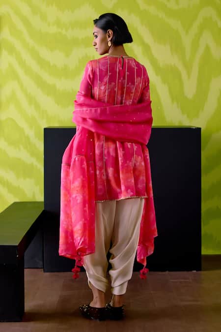 Deep Thee Fuchsia Pink Floral Anarkali Set 