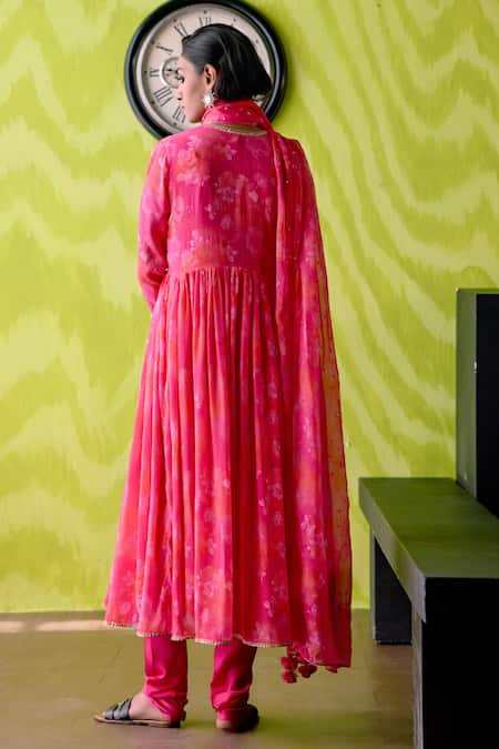 Deep Thee Floral Print Gather Anarkali Set 