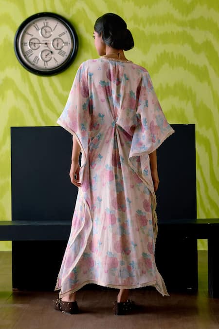Deep Thee Floral Print Crepe Silk Kaftan 
