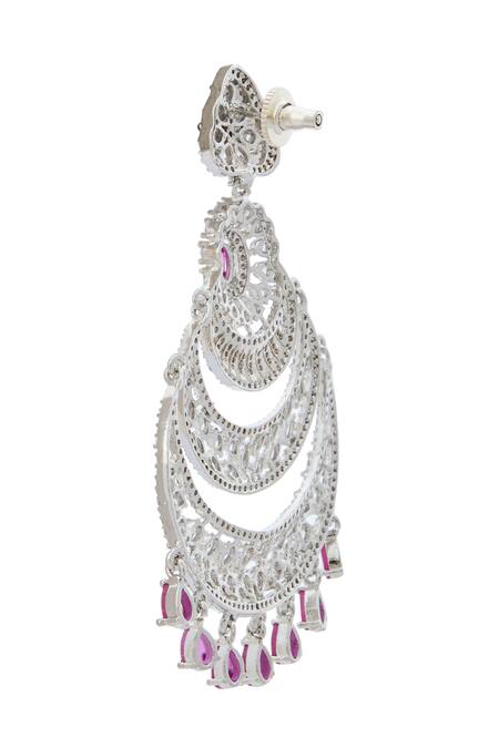 Nazaakat By Samara Singh Pink American Diamond Earrings Online at Aza Fashions Nazaakat By Samara Singh_Pink American Diamond Earrings _Online_at_Aza_Fashions