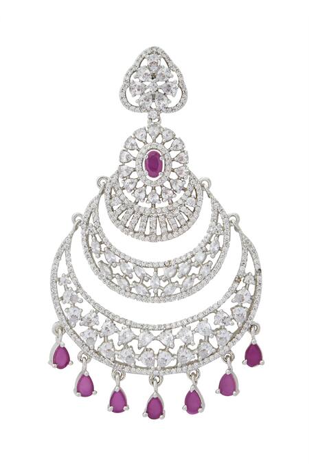 Shop Nazaakat By Samara Singh Pink American Diamond Earrings Online at Aza Fashions Shop_Nazaakat By Samara Singh_Pink American Diamond Earrings _Online_at_Aza_Fashions