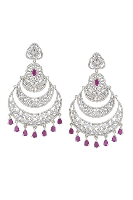 Shop Nazaakat By Samara Singh Pink American Diamond Earrings at Aza Fashions Shop_Nazaakat By Samara Singh_Pink American Diamond Earrings _at_Aza_Fashions