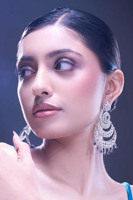 Buy Nazaakat By Samara Singh Blue American Diamond Earrings Online at Aza Fashions Buy_Nazaakat By Samara Singh_Blue American Diamond Earrings _Online_at_Aza_Fashions