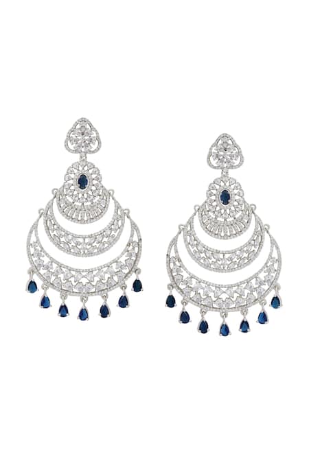 Shop Nazaakat By Samara Singh Blue American Diamond Earrings at Aza Fashions Shop_Nazaakat By Samara Singh_Blue American Diamond Earrings _at_Aza_Fashions