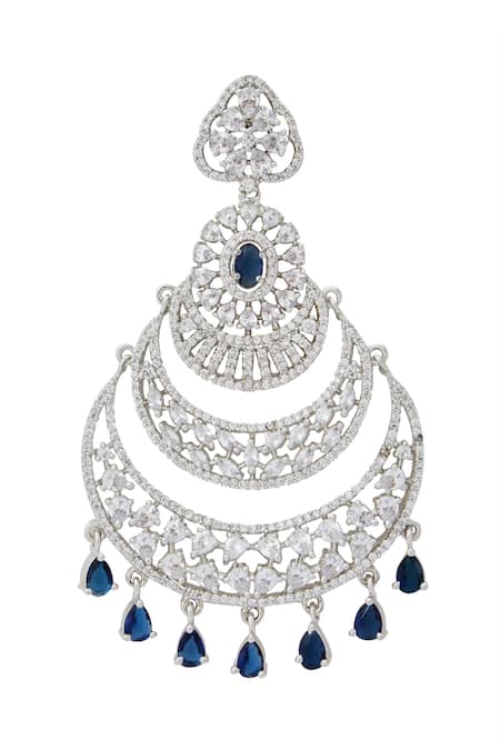 Nazaakat By Samara Singh Blue American Diamond Earrings at Aza Fashions Nazaakat By Samara Singh_Blue American Diamond Earrings _at_Aza_Fashions