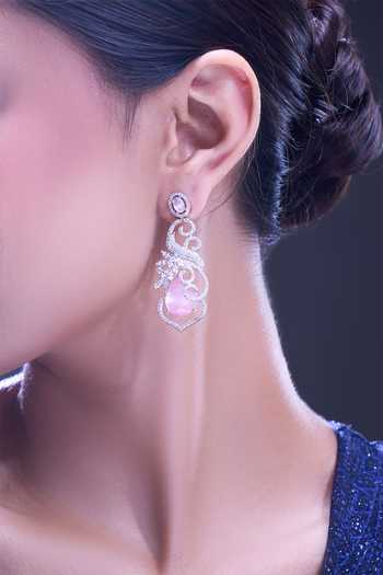 Buy Nazaakat By Samara Singh Pink American Diamond Earrings Online at Aza Fashions Buy_Nazaakat By Samara Singh_Pink American Diamond Earrings _Online_at_Aza_Fashions