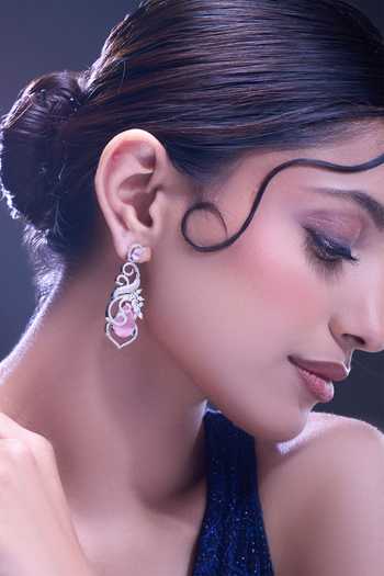 Shop Nazaakat By Samara Singh Pink American Diamond Earrings Online at Aza Fashions Shop_Nazaakat By Samara Singh_Pink American Diamond Earrings _Online_at_Aza_Fashions