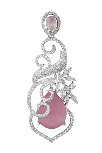 Nazaakat By Samara Singh Pink American Diamond Earrings at Aza Fashions Nazaakat By Samara Singh_Pink American Diamond Earrings _at_Aza_Fashions