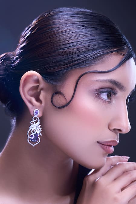 Samyukta Singhania Purple American Diamond Earrings 