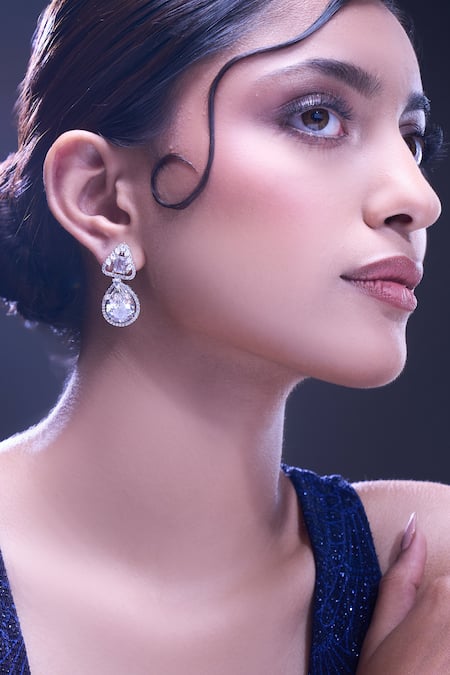 Buy Nazaakat By Samara Singh White American Diamond Earrings Online at Aza Fashions Buy_Nazaakat By Samara Singh_White American Diamond Earrings _Online_at_Aza_Fashions