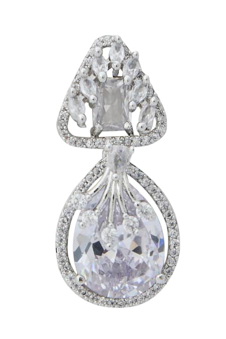 Shop Nazaakat By Samara Singh White American Diamond Earrings Online at Aza Fashions Shop_Nazaakat By Samara Singh_White American Diamond Earrings _Online_at_Aza_Fashions