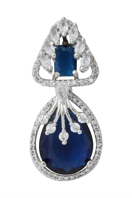 Buy Nazaakat By Samara Singh Blue American Diamond Earrings Online at Aza Fashions Buy_Nazaakat By Samara Singh_Blue American Diamond Earrings _Online_at_Aza_Fashions