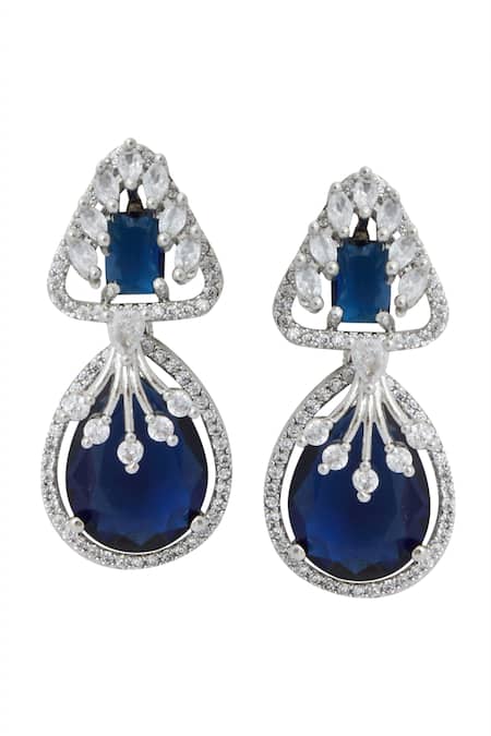 Shop Nazaakat By Samara Singh Blue American Diamond Earrings at Aza Fashions Shop_Nazaakat By Samara Singh_Blue American Diamond Earrings _at_Aza_Fashions